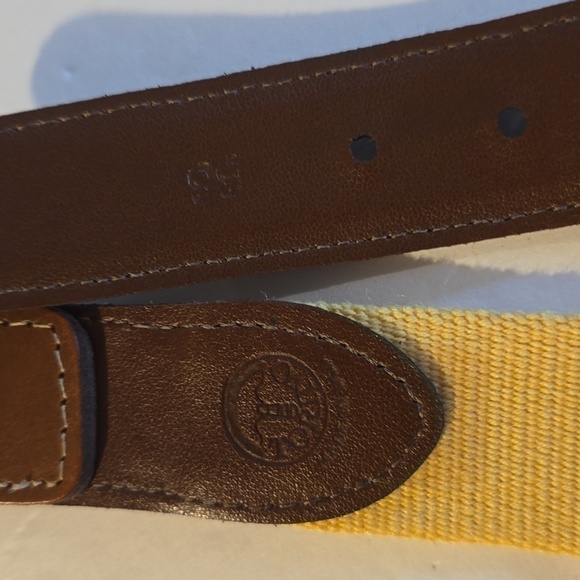 Torino Womens Yellow belt with brown leather ENDS Gold Buckle Sz.L